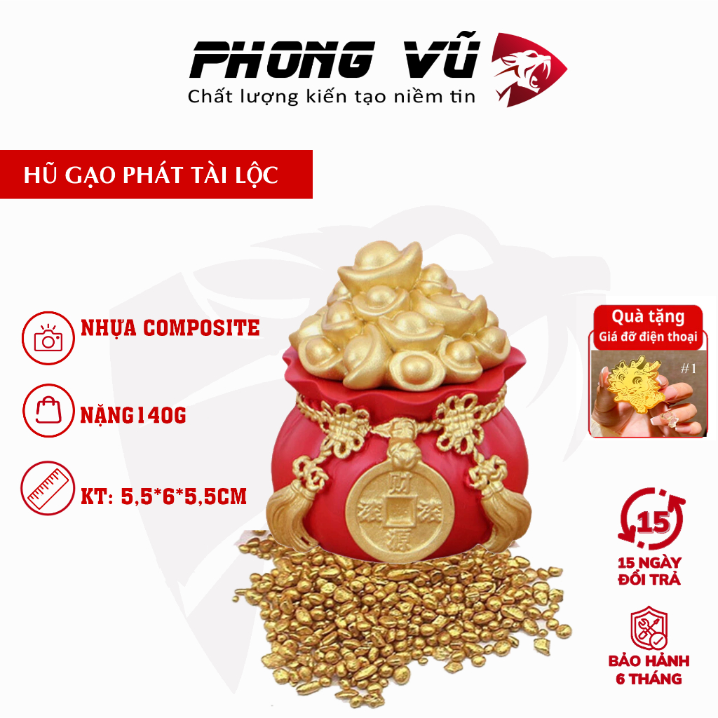 Hũ Đựng Muối Gạo Tài Lộc Đầu Năm Mới Túi Thần Tài May Mắn Trang Trí Ban Thờ, Bàn Làm Việc Phukiengiacucre