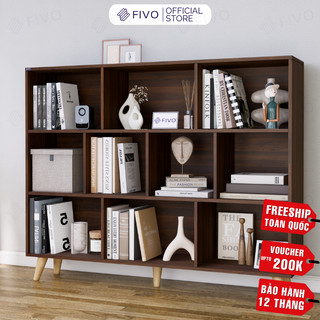   Freeship Toàn Quốc  Kệ Sách Gỗ Đứng Đa Tầng Có Chân FIVO FB60 Kèm Tấm Lưng Chắc Chắn Dễ Dàng Lắp Đặt Decor Linh Động 