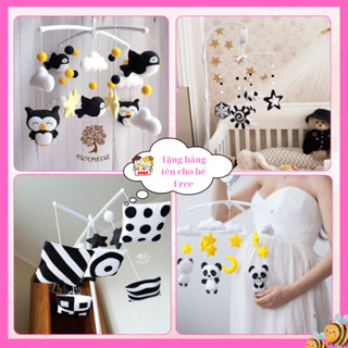 Đồ chơi treo nôi, treo cũi kích thích thị giác cho trẻ sơ sinh mẫu đen trắng