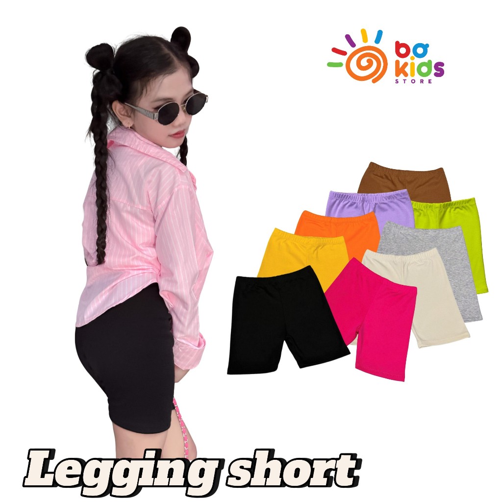 Quần legging đùi chất thun borip mềm mát co giãn tốt cho bé gái
