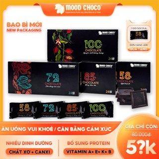 [Hộp 24 Gói] Socola Đen Ăn Kiêng Ít Đường MOOD CHOCO – Cacao Nguyên Chất, Nhiều Vị Healthy