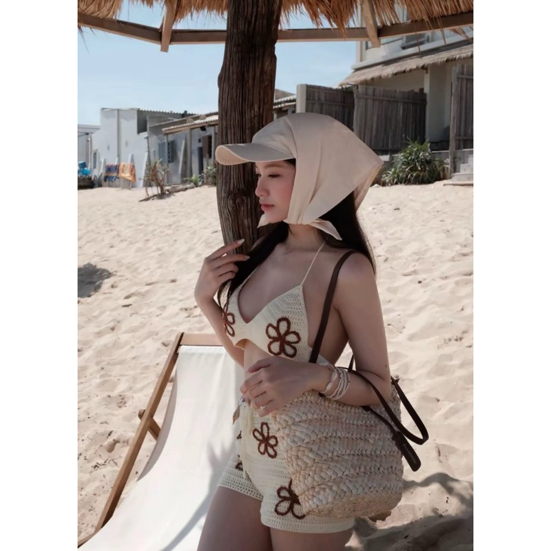 BK269 bikini trắng bikini be bikini len