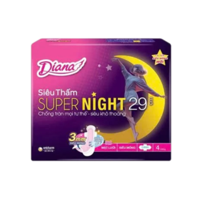 Băng vệ sinh Diana Super Night Ban đêm 29cm loại 4 miếng