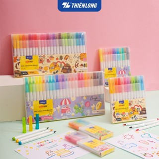 Bút lông màu Fiber Pen 5/12/24 màu Morandi đầu Brush Thiên Long Colokit