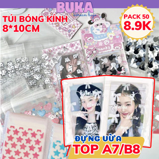 Túi ngôi sao Buka túi bóng kính gói card, đựng bánh kẹo đồ gói card xinh rẻ họa tiết nơ, chấm bi nhiều hình dễ thương