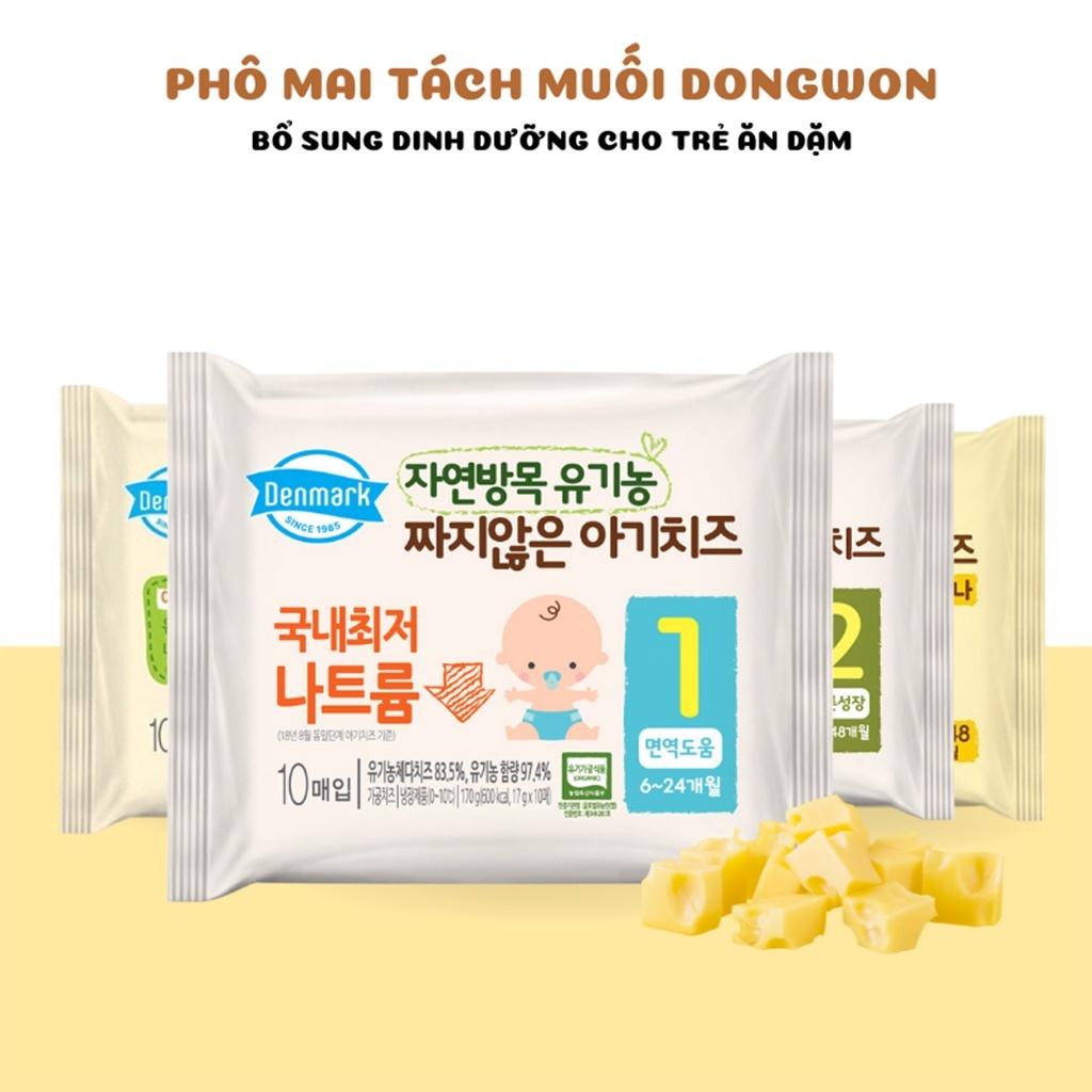 Phô mai hữu cơ tách muối DENMARK và NAMYANG Hàn Quốc cho bé, Phô mai hữu cơ hàn quốc cho bé từ 6 thá