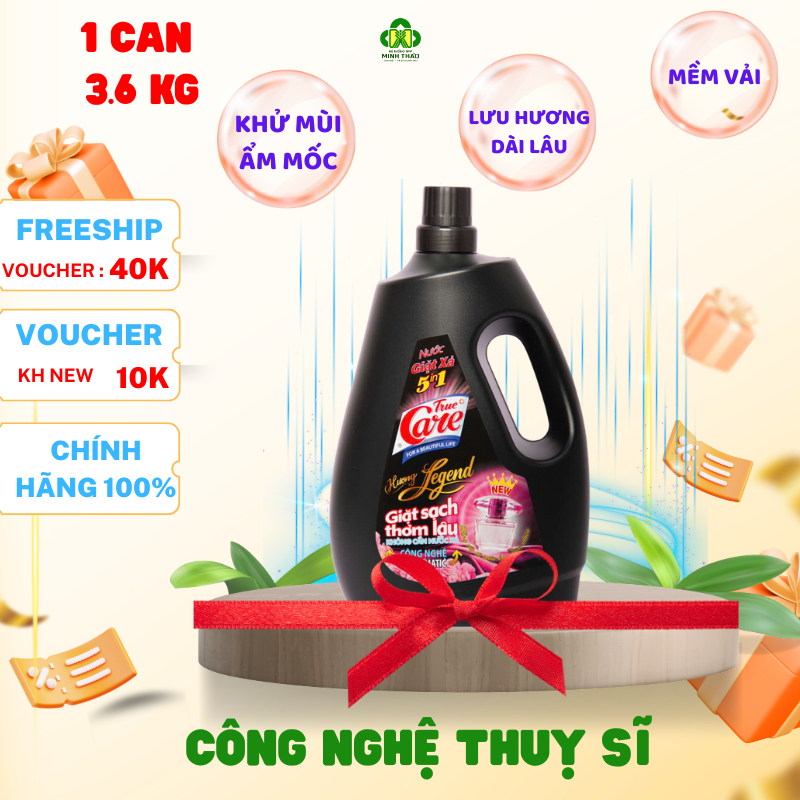 Nước giặt xả True Care,  Mr Care hương Legend đen can 3.6Kg , giặt sạch thơm lâu không cần nước xả.