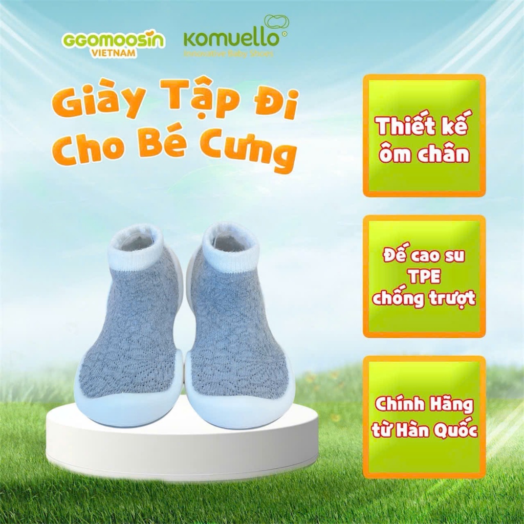 [Chính hãng Ggomoosin] Giày tập đi cho bé cưng Anklet grey