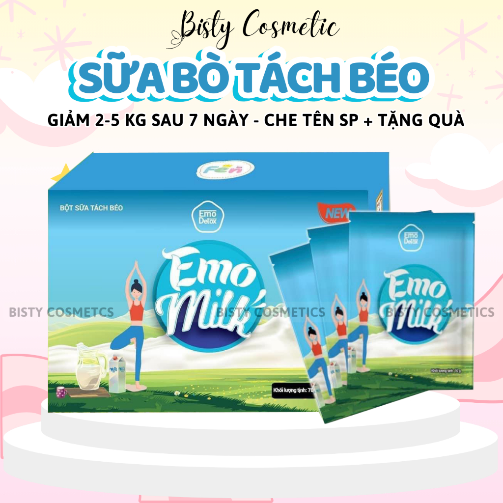 (Chính Hãng) Sữa Bò Tách Béo Giảm Cân Emoslim, Emo Milk Vị Sữa Thơm Ngon, Giảm Cân Cấp Tốc/CHE TÊN