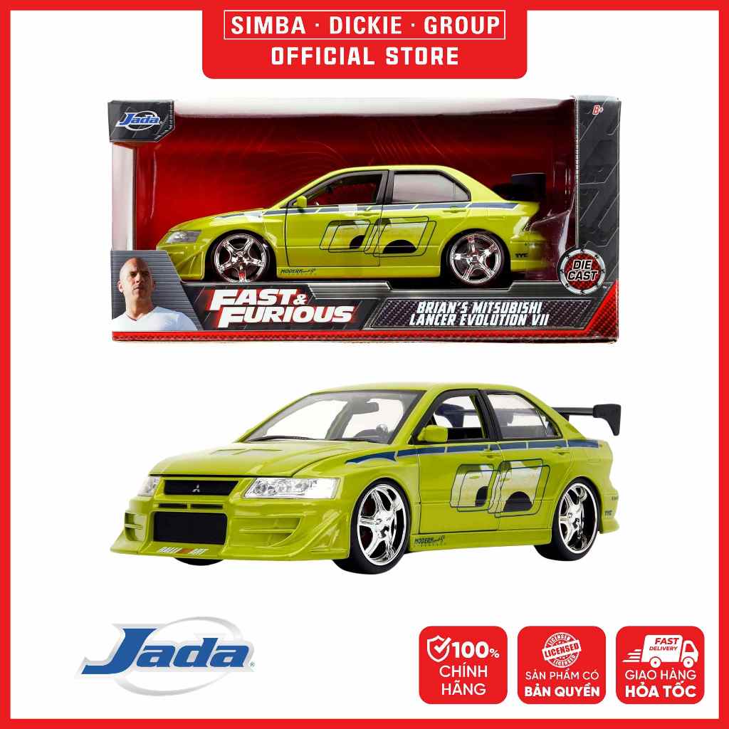 Đồ Chơi Xe Mô Hình JADA TOYS Fast & Furious Brian's Mitsubishi Lancer EVO VII 1:24 99788 - Simba Toy