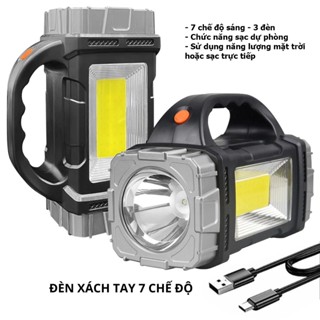 Đèn pin xách tay năng lượng mặt trời, đèn cắm trại du lịch sạc dự phòng 7 chế độ sáng