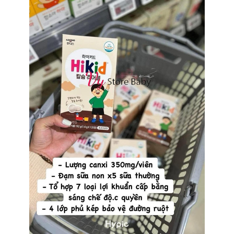 Kẹo sữa Hikid bổ sung Canxi, Vitamin D vị VANI 60 viên, SOCOLA 120 viên, sữa Hikid viên Hàn Quốc
