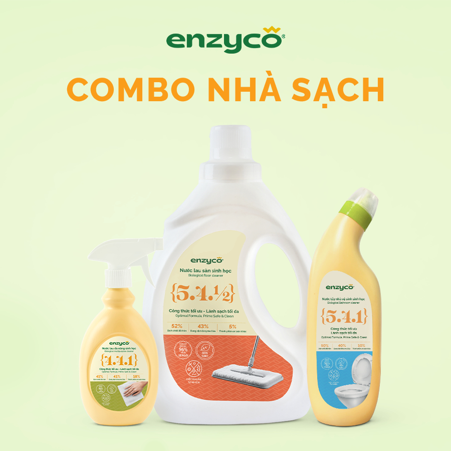 Combo Nước Lau Sàn, Nước Lau Đa Năng, Nước Tẩy Bồn Cầu Sinh Học ENZYCO