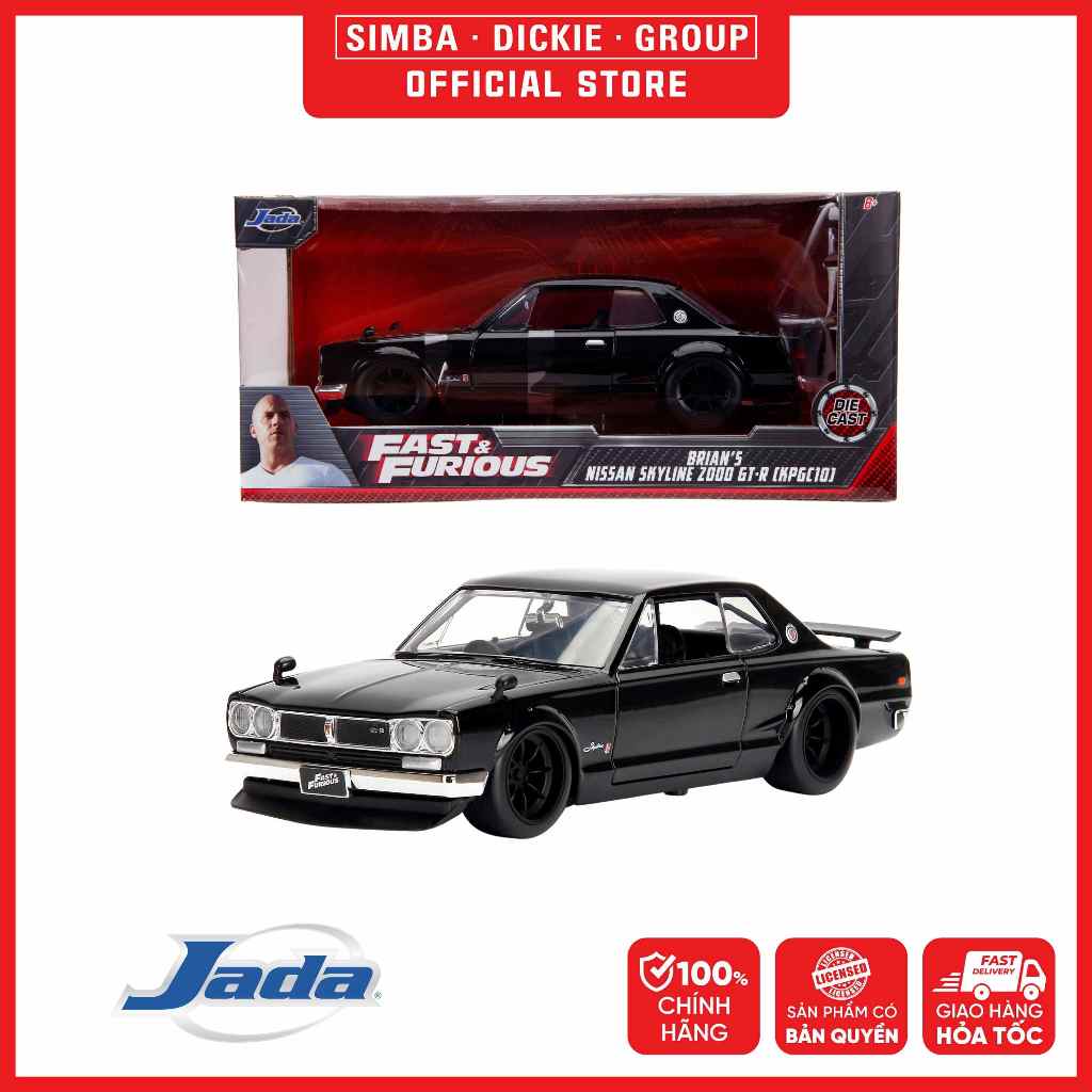 Đồ Chơi Xe Mô Hình JADA TOYS Fast & Furious Brian's Nissan Skyline 2000 GT-R 1:24 99686 - Simba Toys