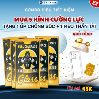 [TẶNG ỐP + MÈO THẦN TÀI] COMBO 5 Kính Cường Lực Khung Tự Dán Kingkong Chống Nhìn Trộm IP 7/8/X/11/12/13/14/15/16 Pro Max
