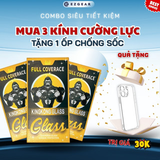 [TẶNG 1 ỐP] Combo 3 Kính Cường Lực KINGKONG Tự Dán Khung Chống Nhìn Trộm Cho IP 6/7/8/11/12/13/14/15/16 Pro Max Plus bị
