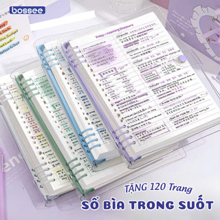 Sổ Còng Thay Được Giấy A5 B5 Binder Nhựa Dẻo Trong Suốt Gáy Khuyết, Giấy Kẻ Ngang, Kẻ Caro 120 Trang
