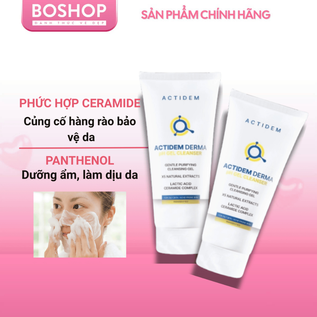 Gel rửa mặt Actidem Derma pH 150ml Dành Cho Da Dầu Mụn