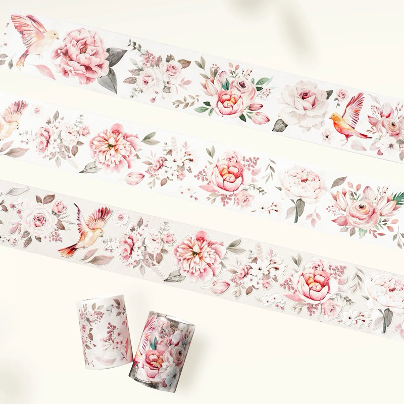 Saunery - PET tape, Washi tape, sticker hoa xuân sắc hồng The Washi Tape Shop chu kì 100cm