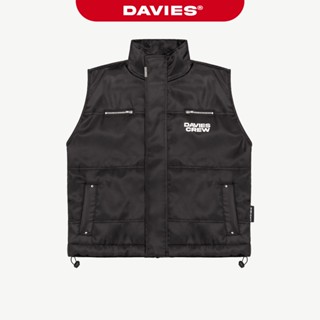 Áo khoác gile nam nữ hiphop DAVIES họa tiết chần phao khóa kéo logo inox in chữ Davies Crew Puffer Vest| D-AK15