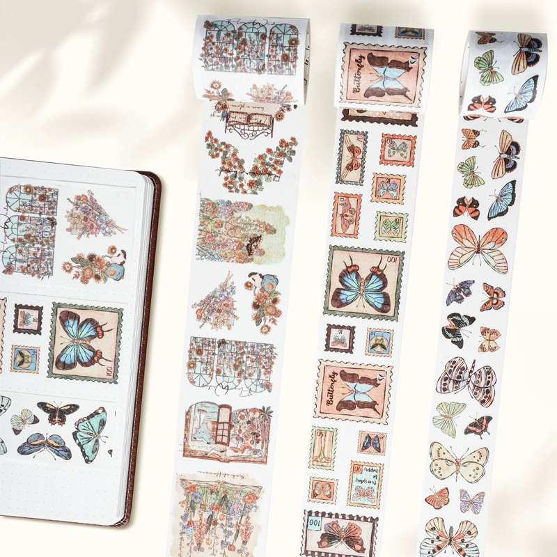 Saunery - Set 3 mẫu Washi tape, sticker butterfly vườn hoa xuân The Washi Tape Shop