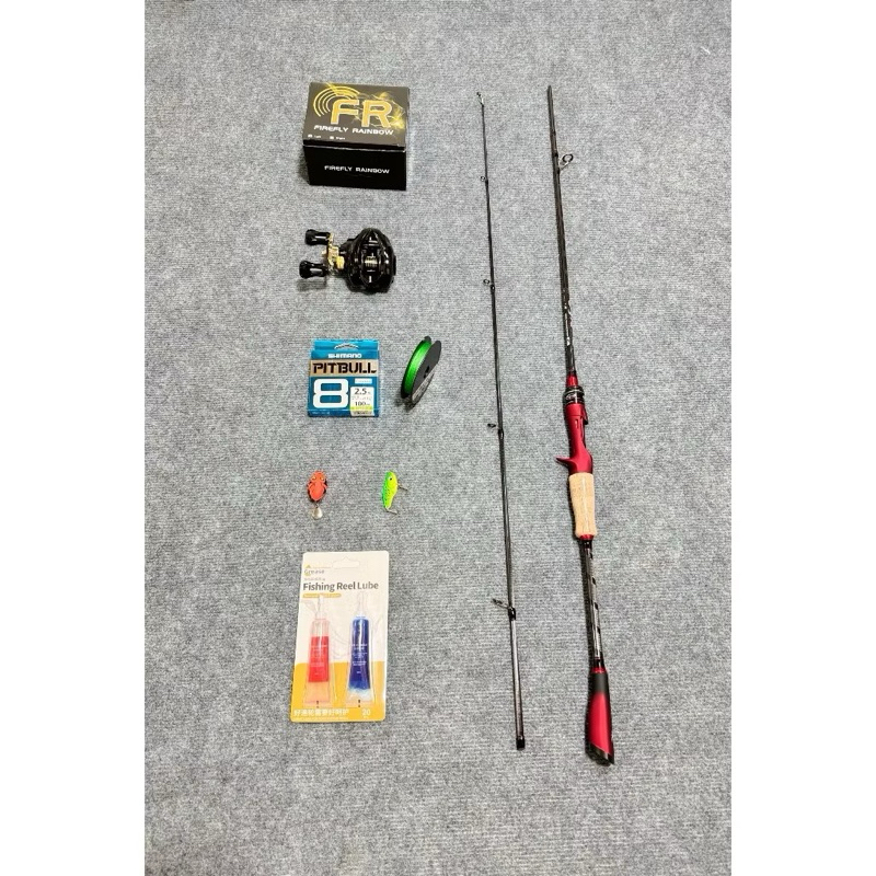Combo Cần Lure Bọ Cạp Đỏ + Máy Ngang FR200 – Tặng Dây PE, 2 Mồi & Dầu Bảo Dưỡng
