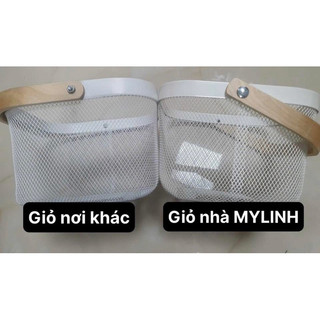 Giỏ Sắt Quai Gỗ Dáng RISATORP IKEA