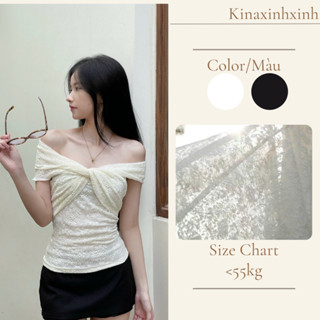 Áo Trễ Vai Nơ To Cột Ngực Chất Ren - Áo Kiểu Nữ Đẹp Hot Trend by Kinaxinhxinh-A06