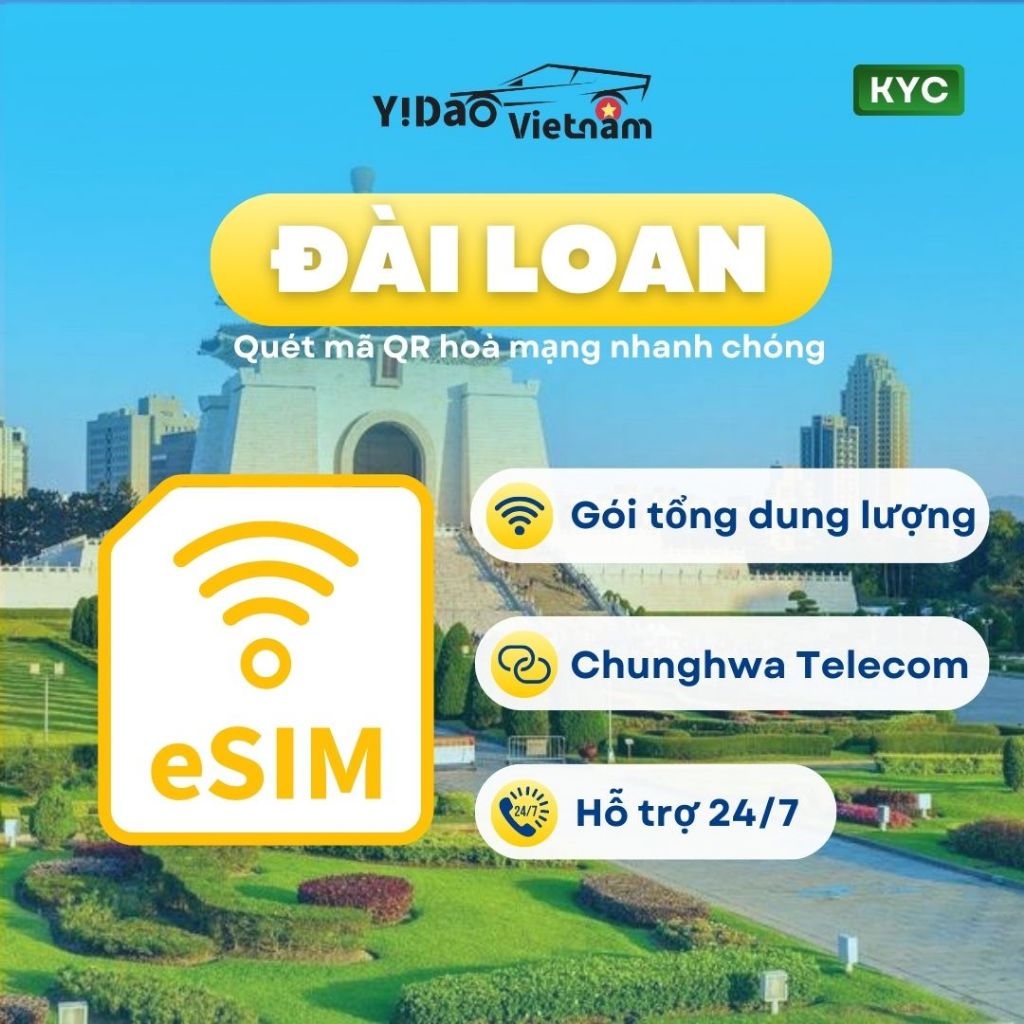 eSIM Đài Loan Gói Tổng Dung Lượng, Sim Du Lịch Tốc Độ Cao Cài Đặt Tiện Lợi, Nhanh Chóng Bằng Mã QR