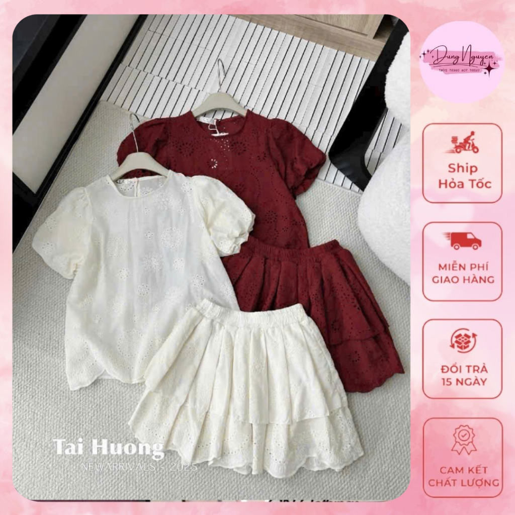 Sét Váy Ren Mix CV Xếp Ly, Combo Áo Váy Xếp Ly Hot Trend