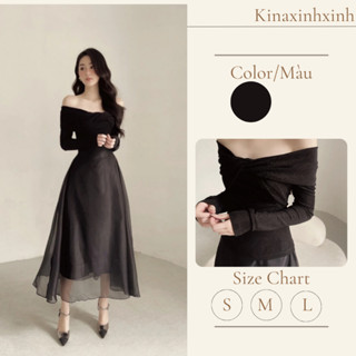  Set Áo Trễ Vai Và Chân Váy Midi Voan Tơ 2 Lớp by Kinaxinhxinh Phong Cách Hàn Quốc - A05 CV06 