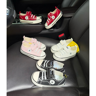 Sz20-37 [+VỚ] Giày thể thao vải CANVAS LOẠI 1 cho bé trai/gái, thiết kế basic, chất vải mềm,  khoá dán tiện lợi 1229