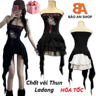    A-17   Áo ống nữ trễ vai xẻ tua rua in hình chất thun lazong mịn dày dặn co dãn 4 chiều Free Size dưới 54kg hot top 