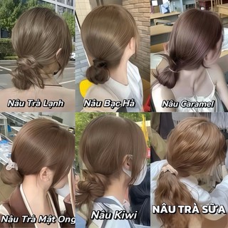  Thuốc nhuộm tóc tone nâu hot trend nâu kiwi nâu sữa nâu tây trắng da tone da. 