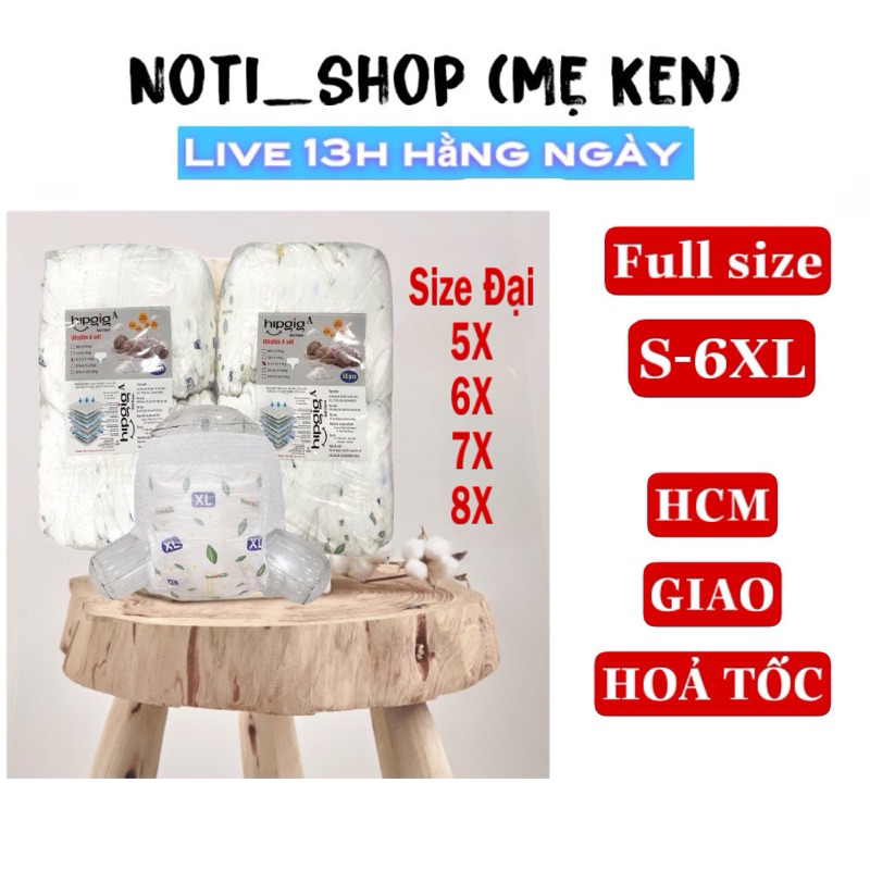 [ Size Đại 8XL ] Túi 50 Miếng Bỉm Quần Hipgig A 5XL 6XL 7XL 8XL Cho Bé