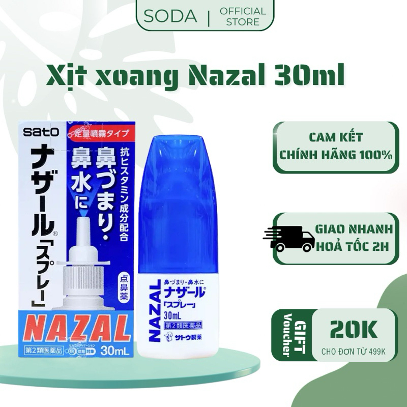 Xịt mũi Nazal 30ml Nhật Bản xịt ngạt sổ mũi xịt xoang mũi hàng chuẩn