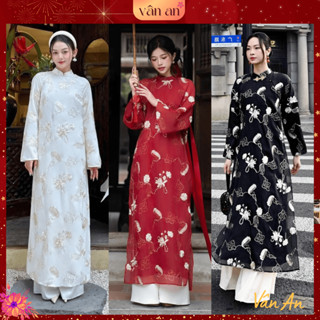   VÂN AN-BST TẾT 2026  Áo Dài HOÀNG TRÂM - Dáng Dài Tay Dài 4 Tà - Chất Liệu Tơ Organza Cao Cấp Thêu Hoạ Tiết Kim Tuyến 