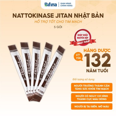 Nattokinase Jintan Nhật Bản - Hỗ trợ ngăn ngừa hình thành cục máu đông, tai biến - Lẻ 1, 3, 5 Gói (Không Hộp)