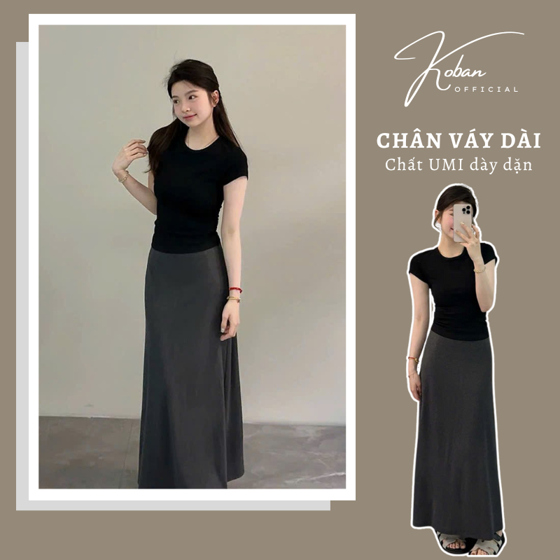 [KA10] Chân váy dài chữ A KOBAN Chân váy suông dài phong cách Hàn Quốc Thời Trang mặc đi chơi, đi bi