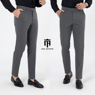 Quần âu nam kẻ vuông  MAC ARTHUR chất vải Gỗ Sồi cao cấp, mềm mịn, mát lạnh, chống nhăn, co giãn QAKV