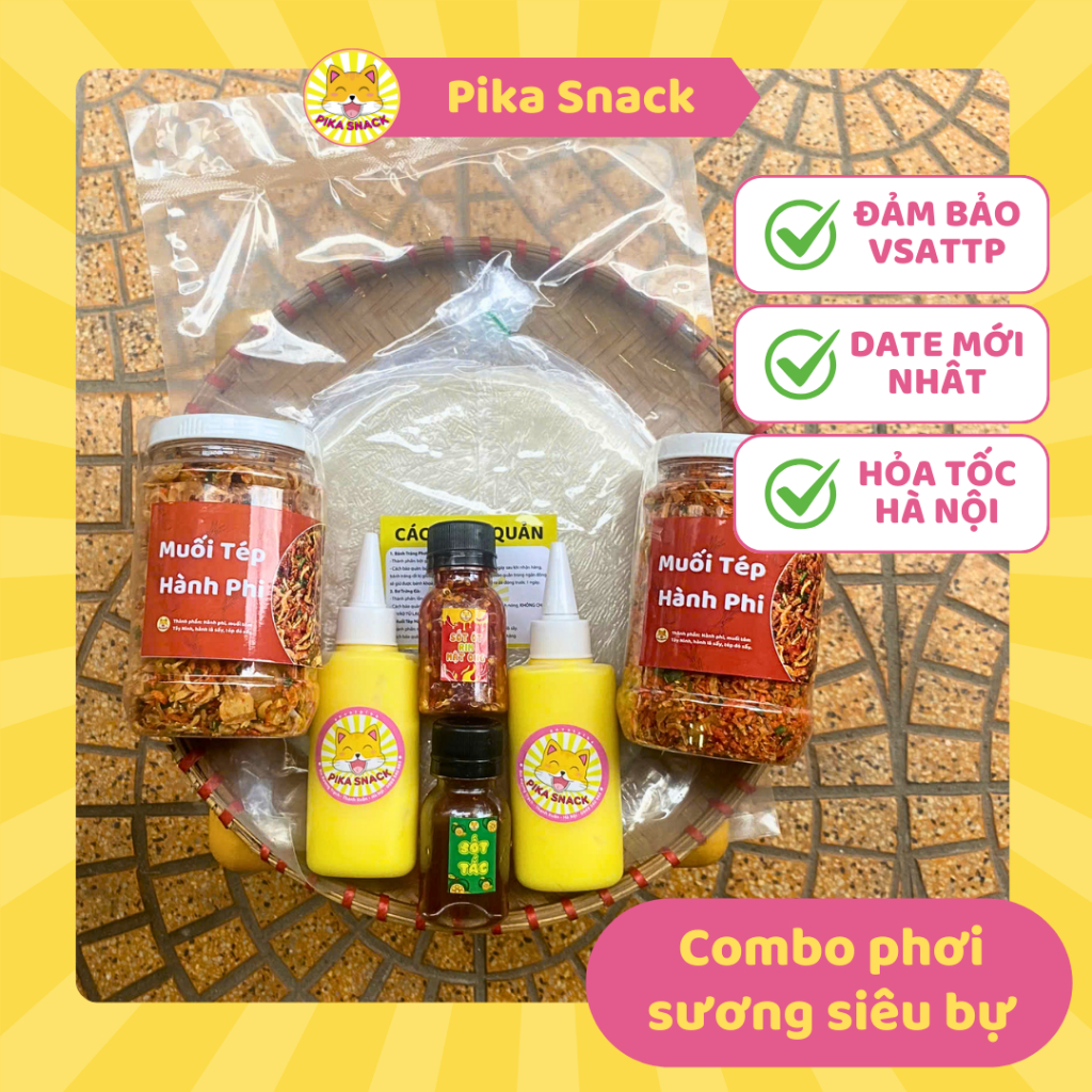 Combo bánh tráng phơi sương siêu bự PIKA SNACK đậm đà chua cay béo ngậy cả nhà đều khen - Ăn Vặt Hà Nội - CBBTPSSIUBU