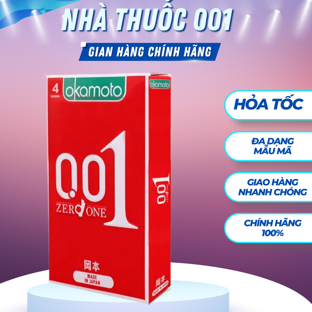 Bao Cao Su Okamoto 0.01mm – Siêu Mỏng, Cảm Giác Tự Nhiên