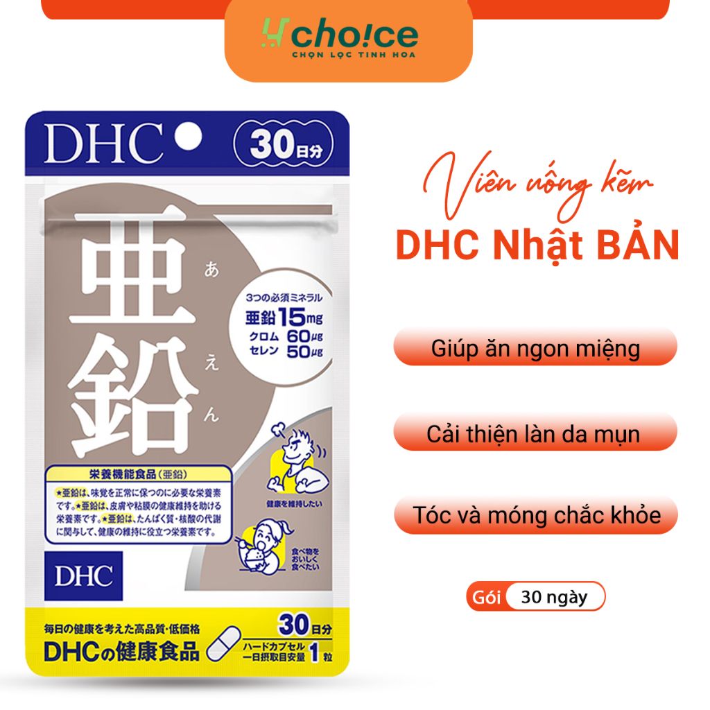 Viên uống Kẽm DHC Zinc Nhật Bản tăng cường thể lực và sức đề kháng, Viên uống bổ sung kẽm DHC chăm s