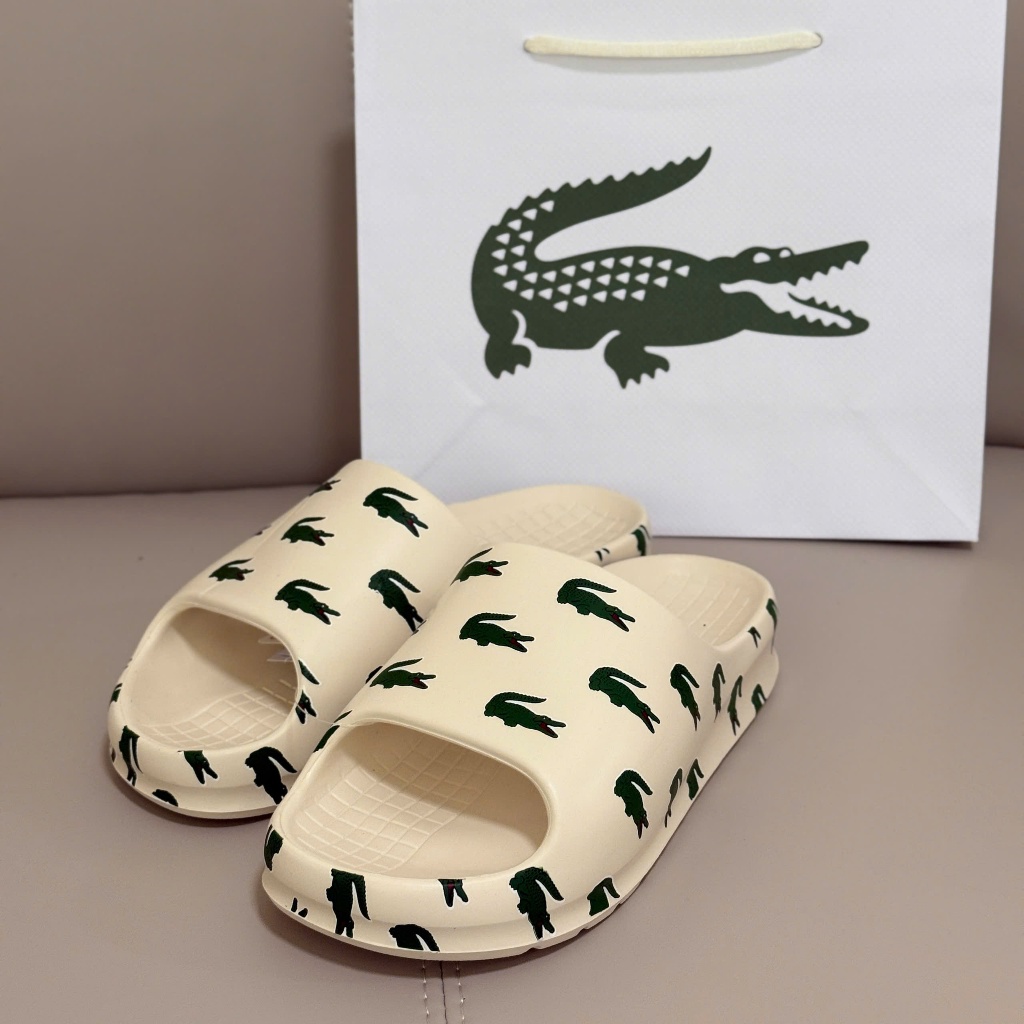 [Chính hãng] Dép đúc cao su nguyên khối họa tiết Lacoste New SS25 Authentic