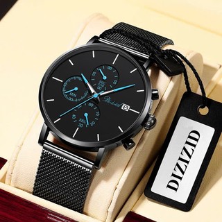 Đồng Hồ Nam Chính Hãng DIZIZID Dây Thép Lực Đen Chạy Full 6 Kim, Có Lịch Ngày, Chống Nước Tốt DZ3V9