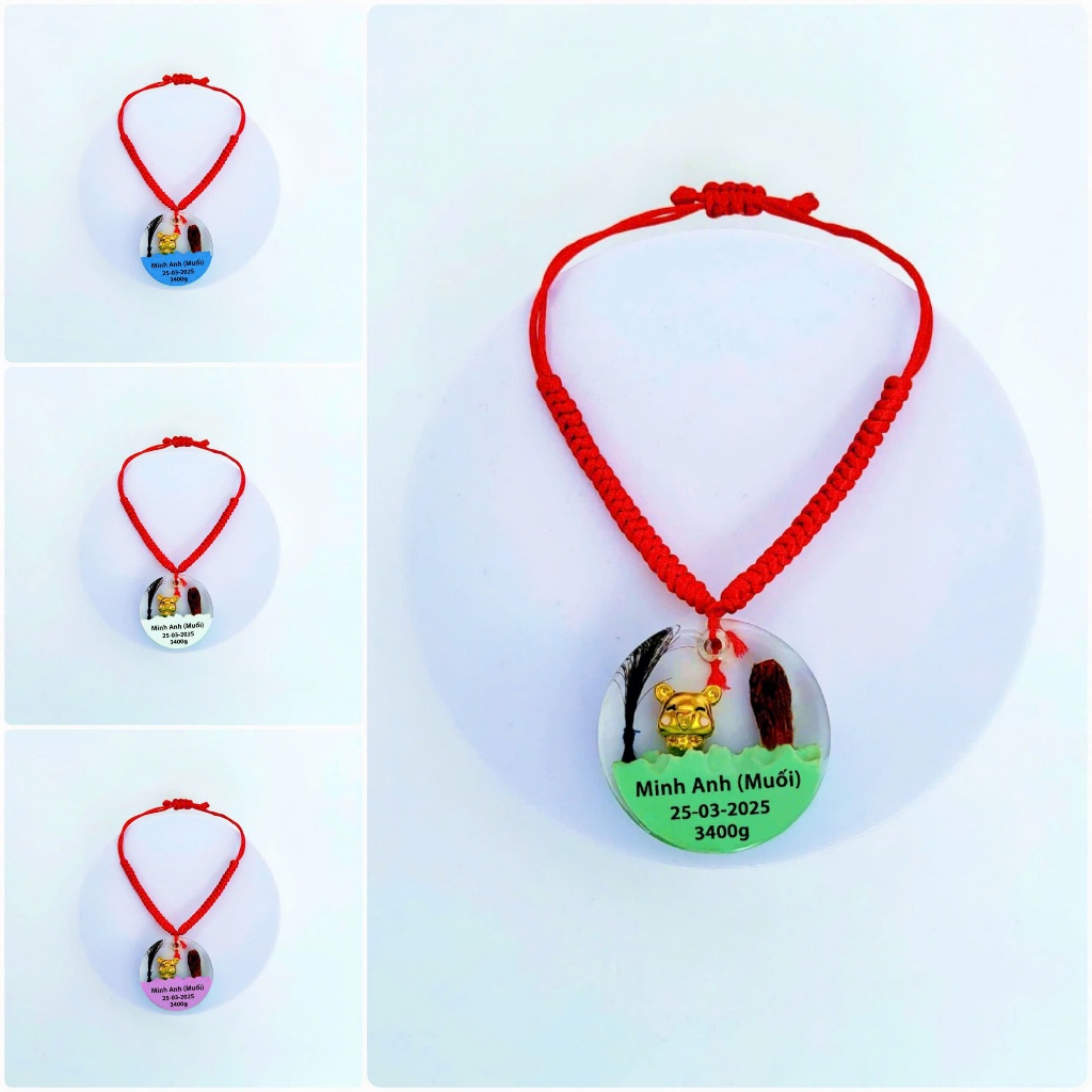 Móc Treo Lưu Giữ Tóc Máu, Cuống Rốn Cho Bé, Có Con Giáp và in Thông Tin Cho Bé