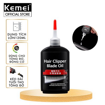 Dầu tra lưỡi tông đơ Kemei 120ml giúp làm mát lưỡi, động cơ hoạt động tốt, bảo vệ lưỡi chống gỉ sét - Chính hãng
