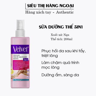 Kem dưỡng thể 5in1 Velvet, phục hồi da sau tẩy lông, giúp lông mọc chậm, sáng da 200ml