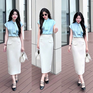 Áo lụa cổ xoắn