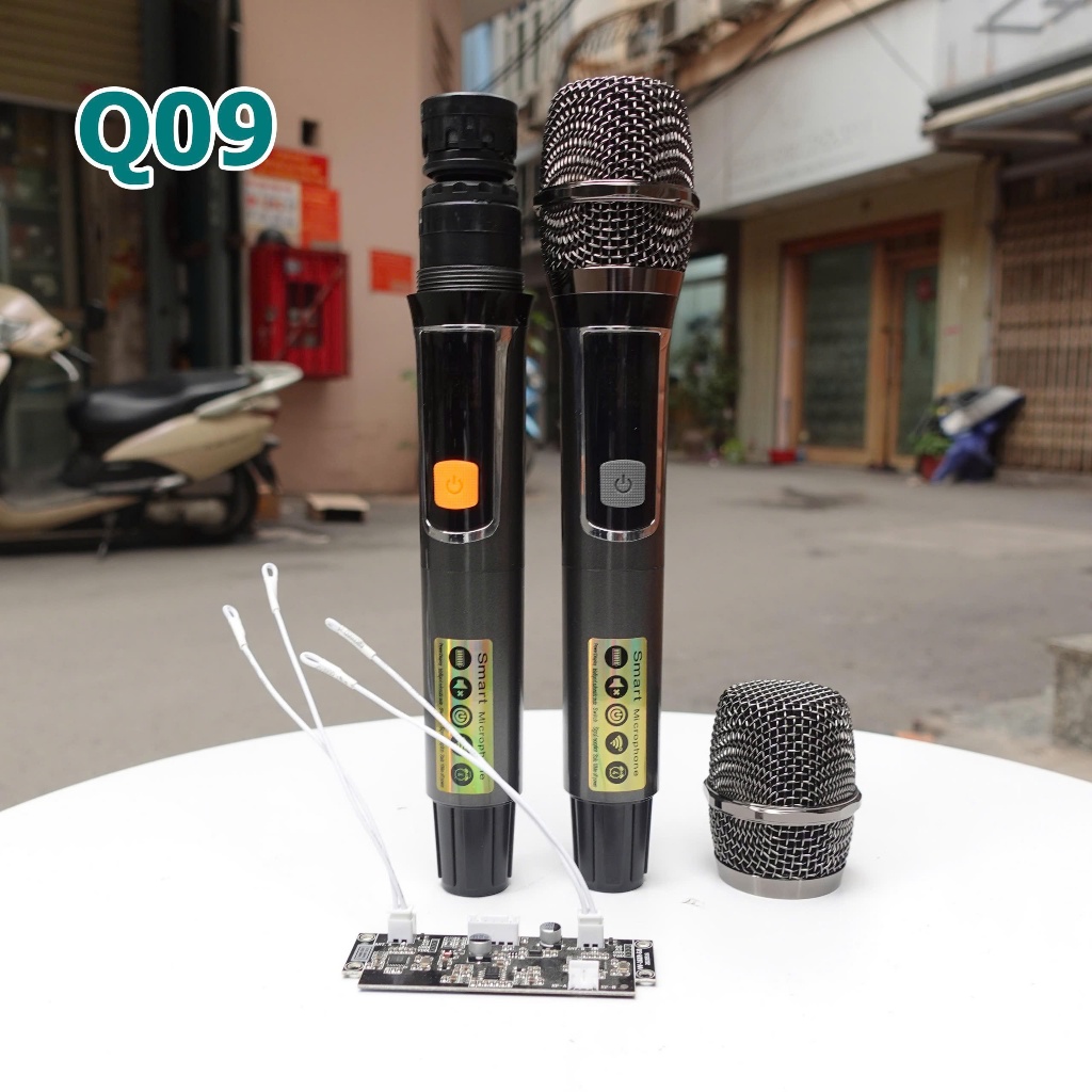 Micro Không Dây Q09 – Thu xa 50m – Vỉ mạch tặng kèm – Mic A/B dễ phân biệt –Có Sét tần số...